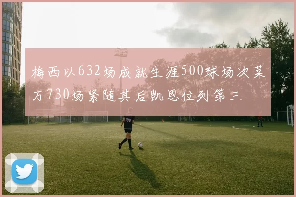 梅西以632场成就生涯500球场次莱万730场紧随其后凯恩位列第三