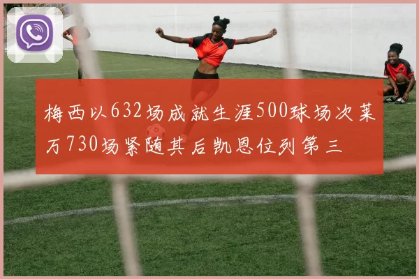 梅西以632场成就生涯500球场次莱万730场紧随其后凯恩位列第三